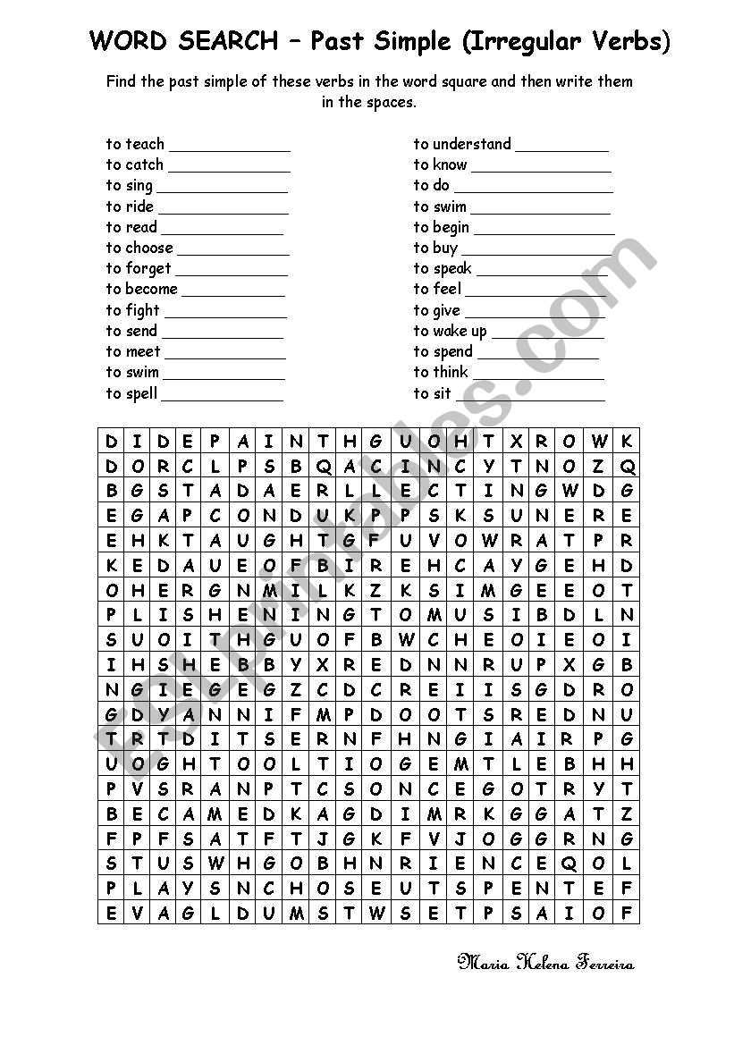 WORD SEARCH - Past Simple worksheet