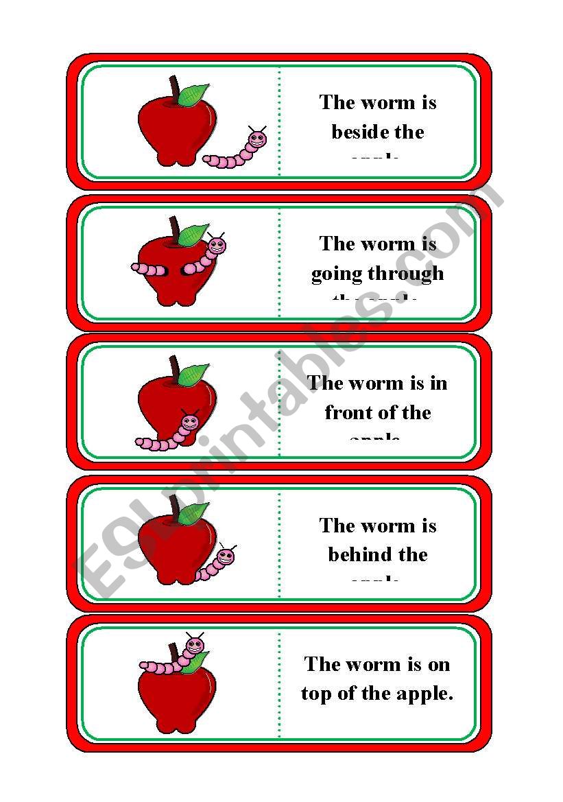 Where is the Worm Preposition Dominoes (with Review Wheels and Matching Excercise)