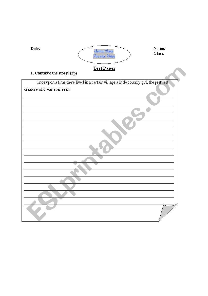 Actice, passive voice test paper