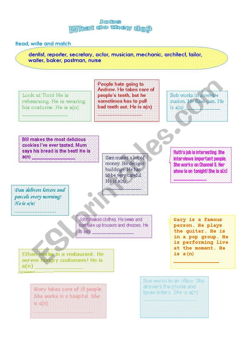 Jobs worksheet