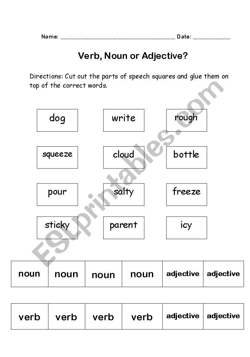 Grammar Cut and Paste: Verb, Noun or Adjective?