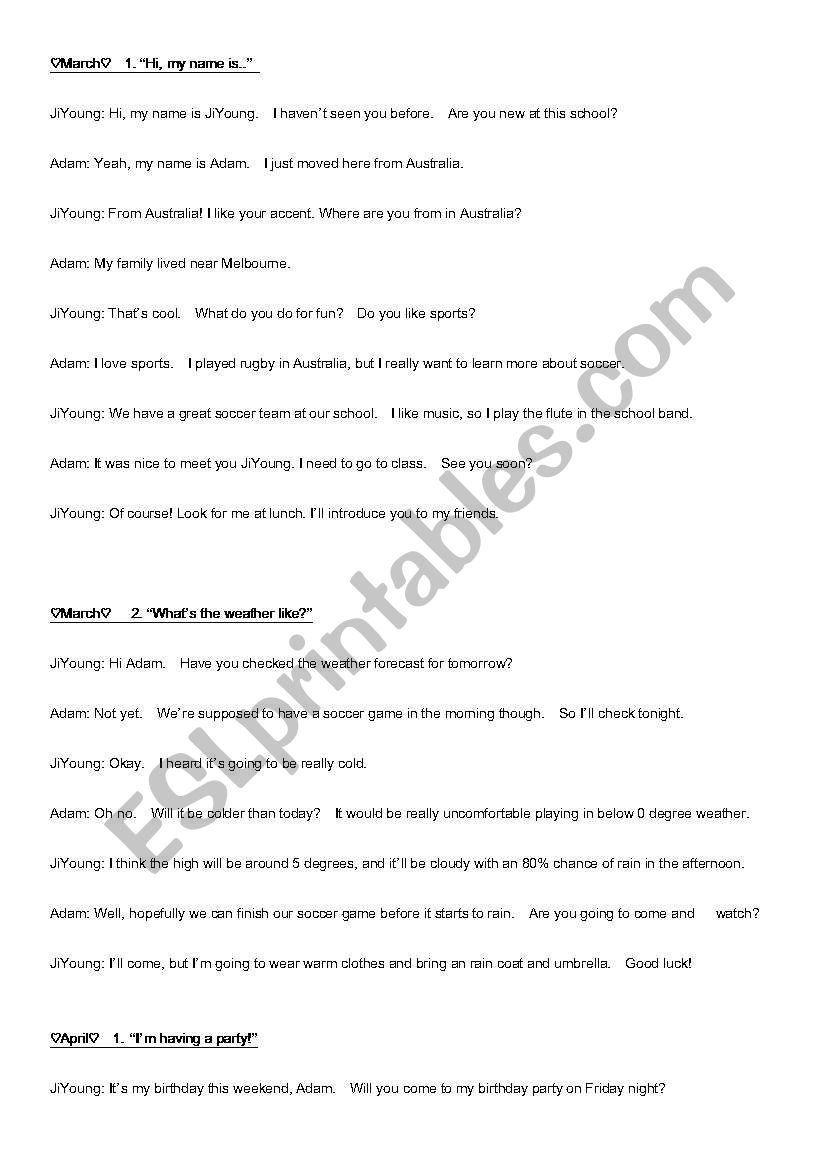 English Dialogues worksheet