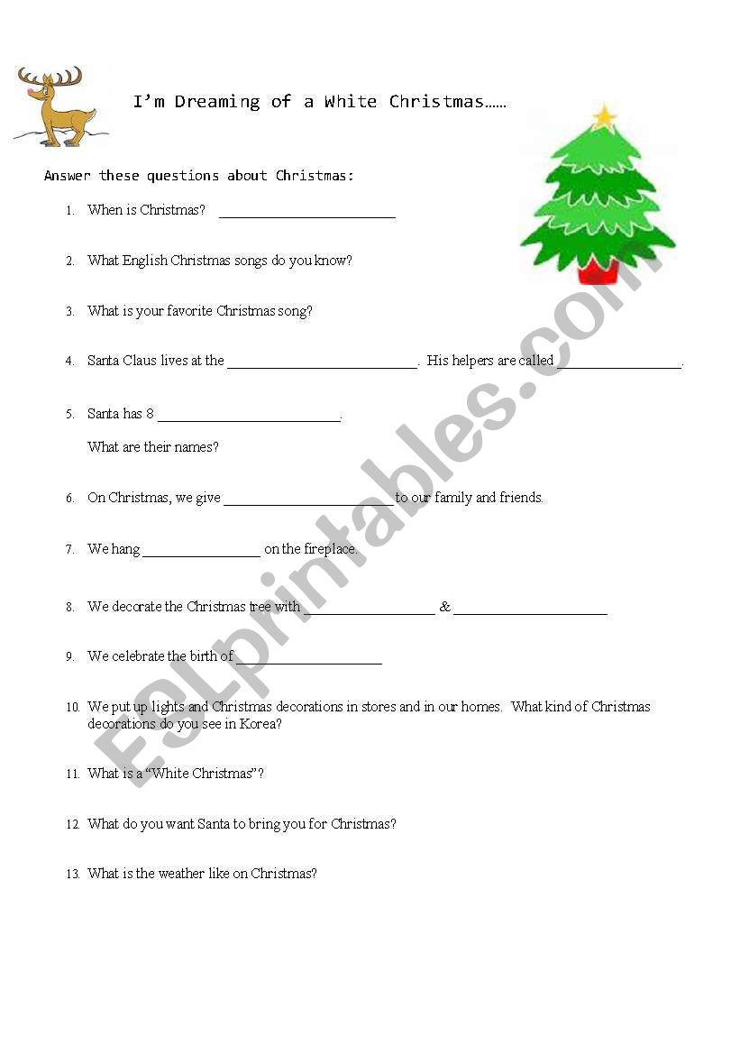 Christmas Worksheet worksheet