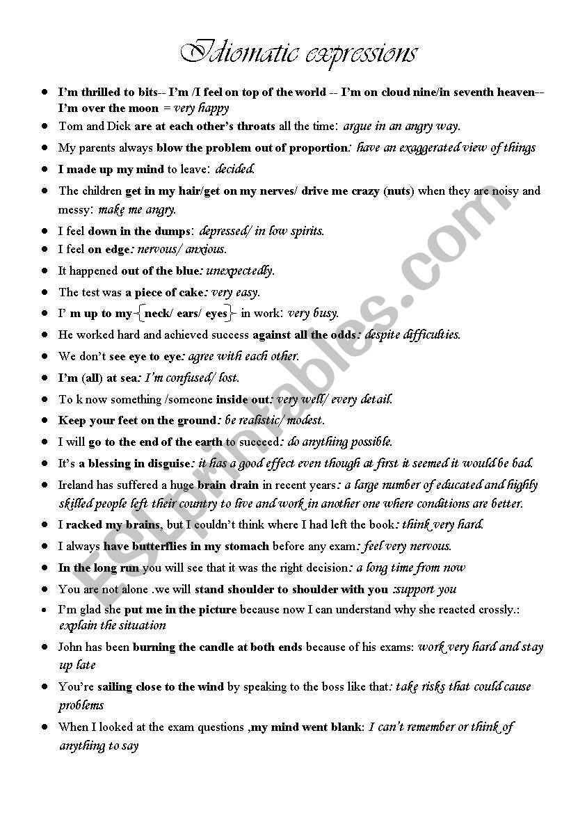 useful idioms and their meanings