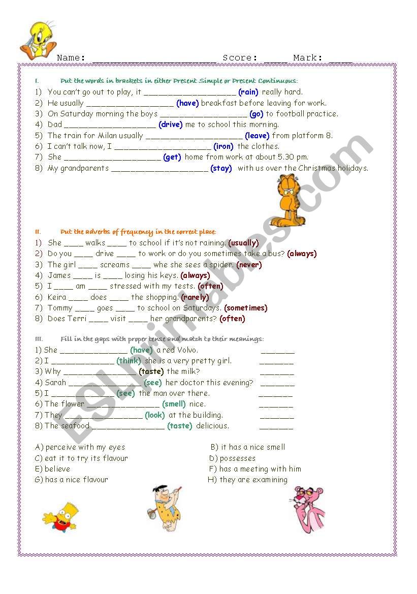 Present Simple and Continuous Test