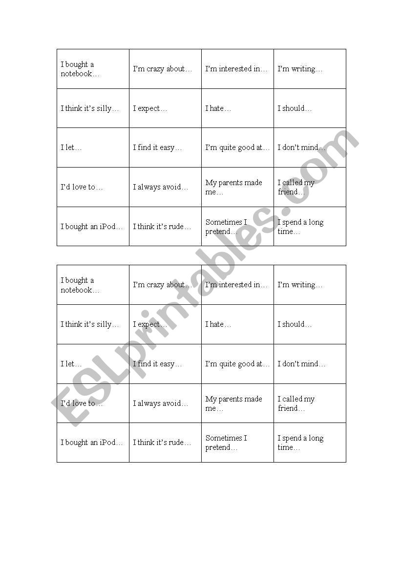 gerunds and infinitives worksheet