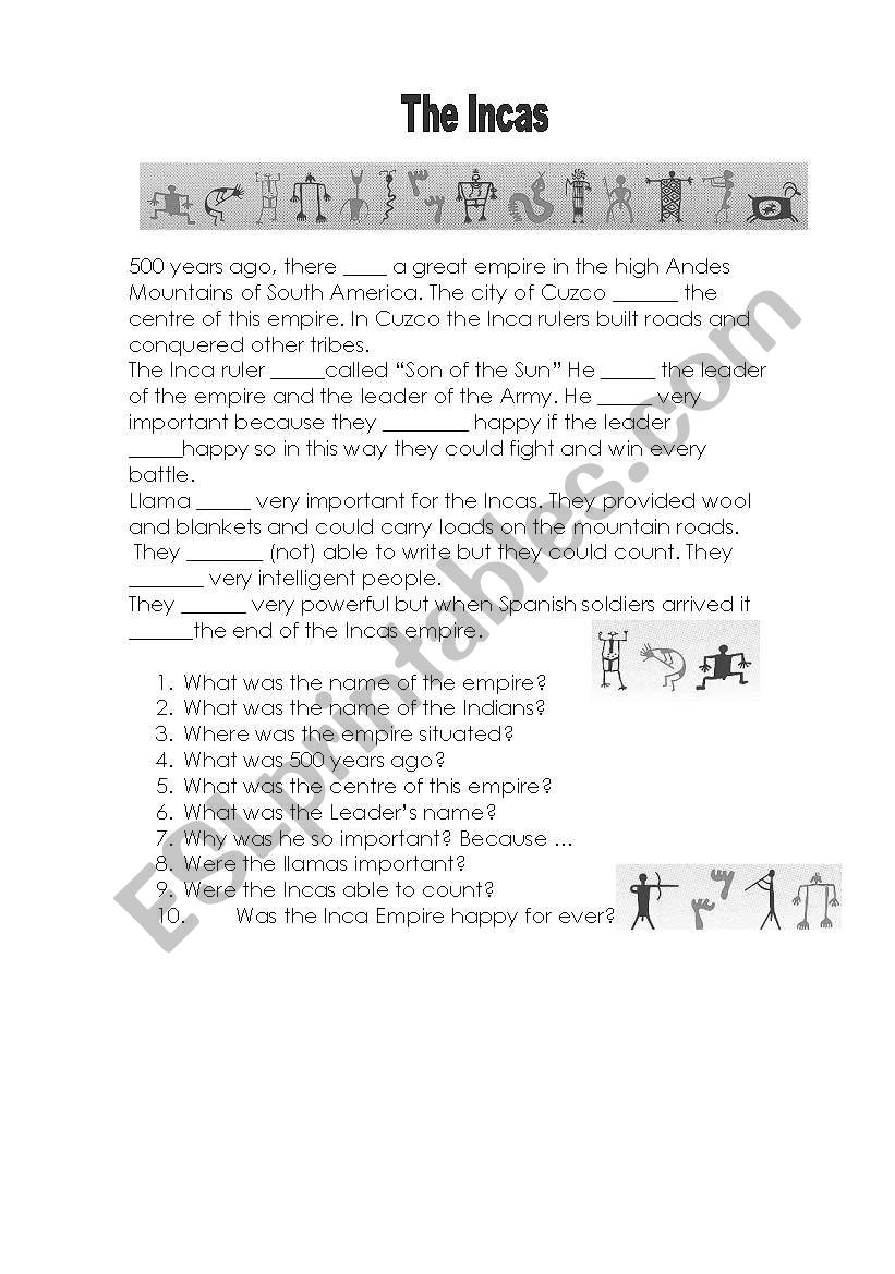 The Incas worksheet