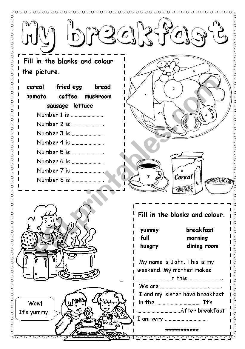 My Breakfast worksheet