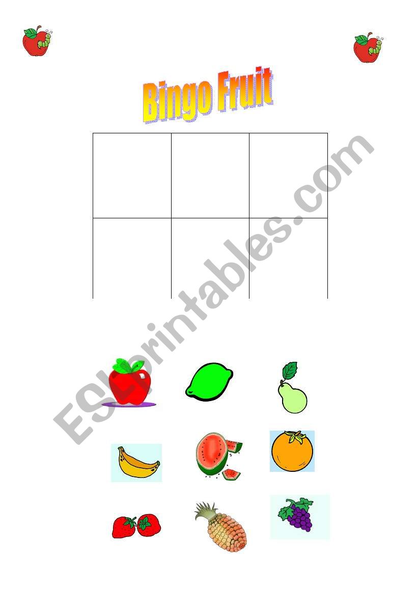 The Fruit Bingo  worksheet