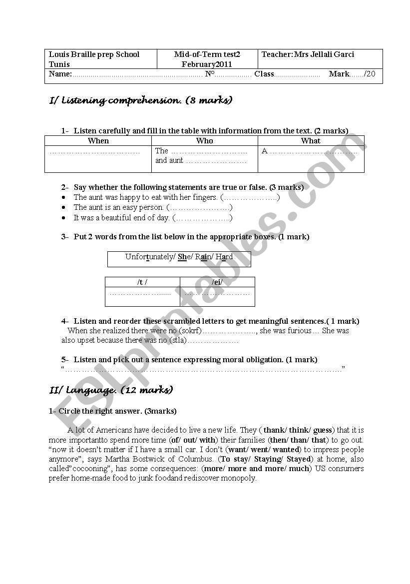 Mid-of-Term Test2 February 2011