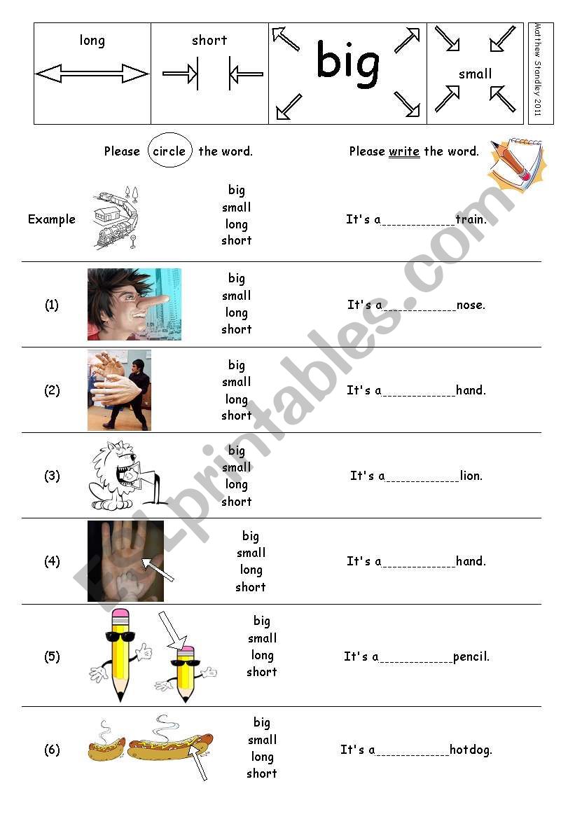 ADJETIVES (Big,Small, Long, Short) worksheet