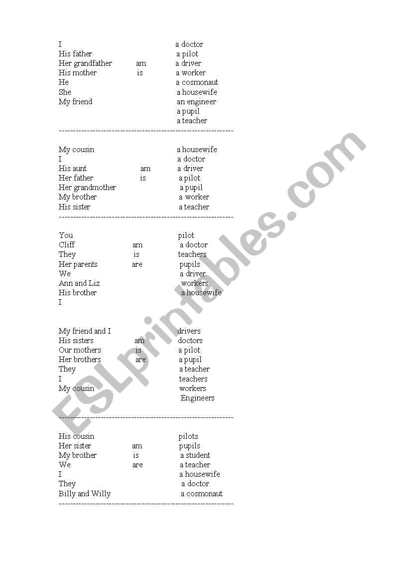 Verb to be worksheet