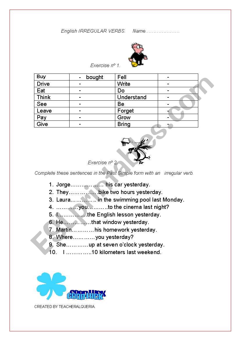 PRACTICE IRREGULAR VERBS worksheet