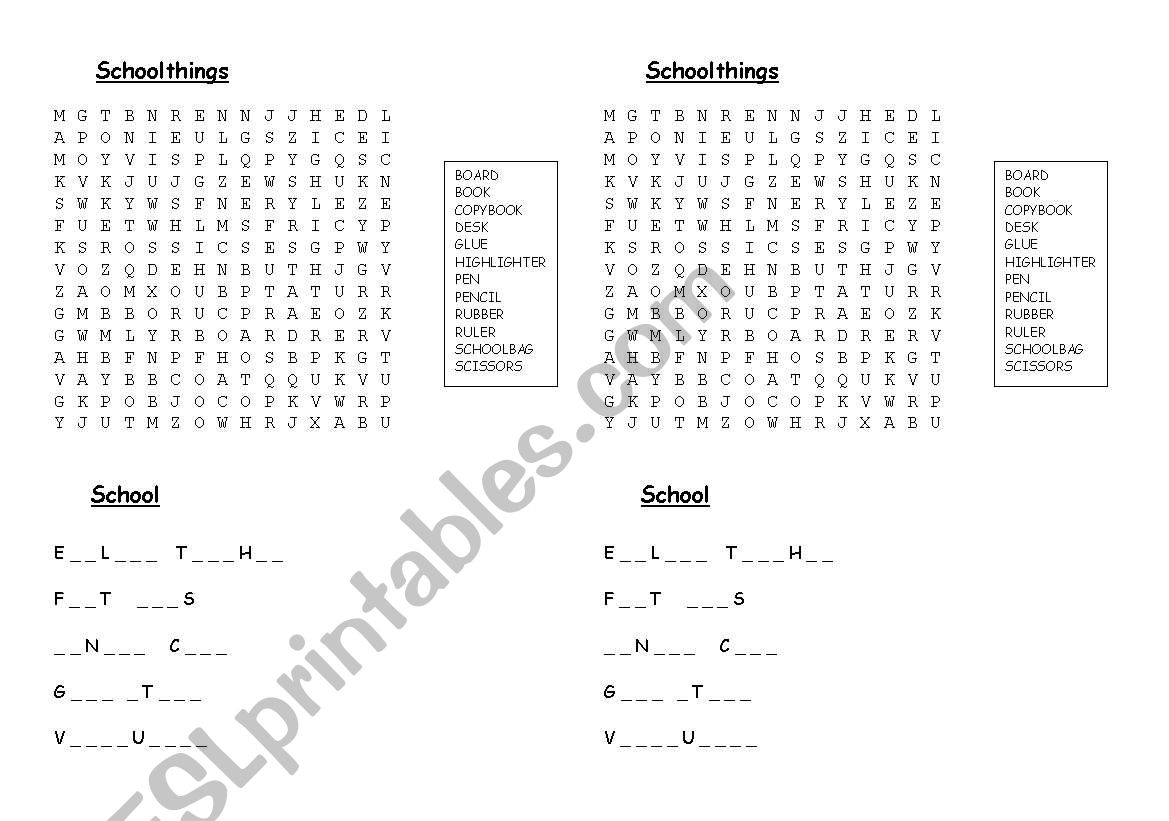 Schoolthings worksheet