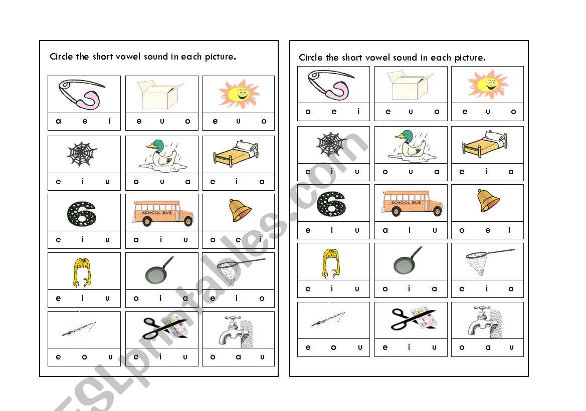 short vowel review worksheet