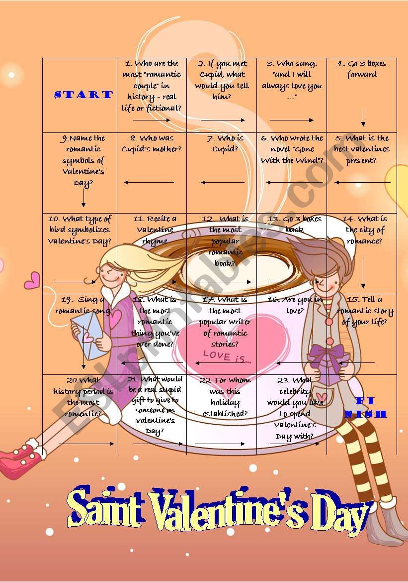  St. Valentines Game worksheet