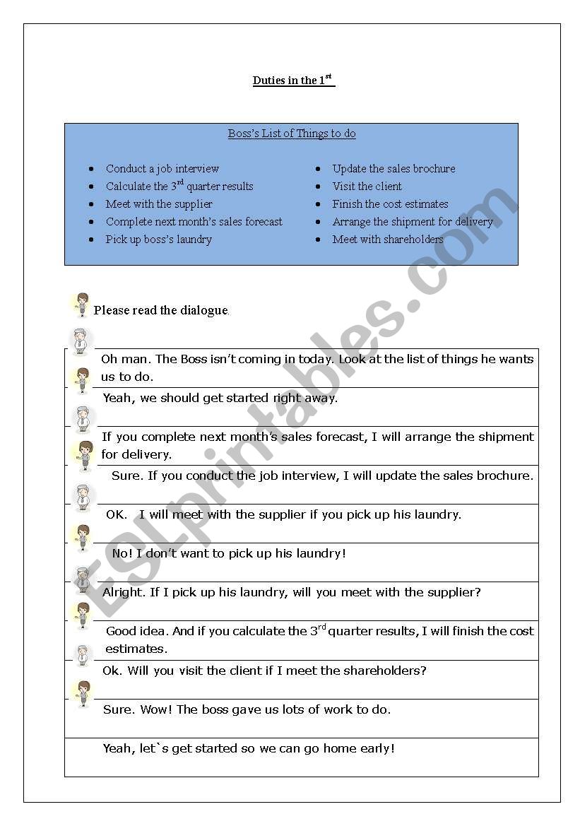 Duties in the 1st Conditional worksheet