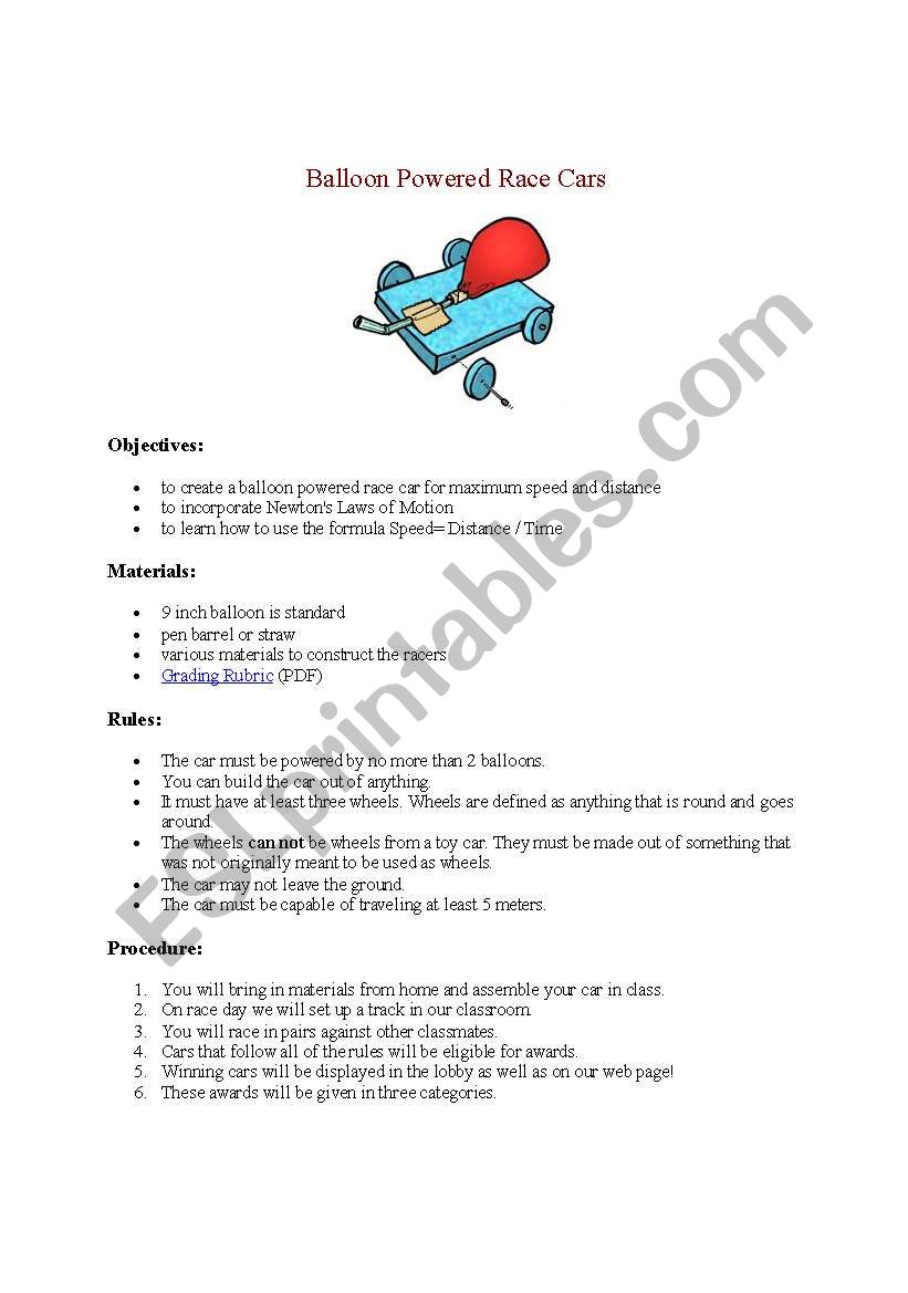 english-worksheets-balloon-car-racer