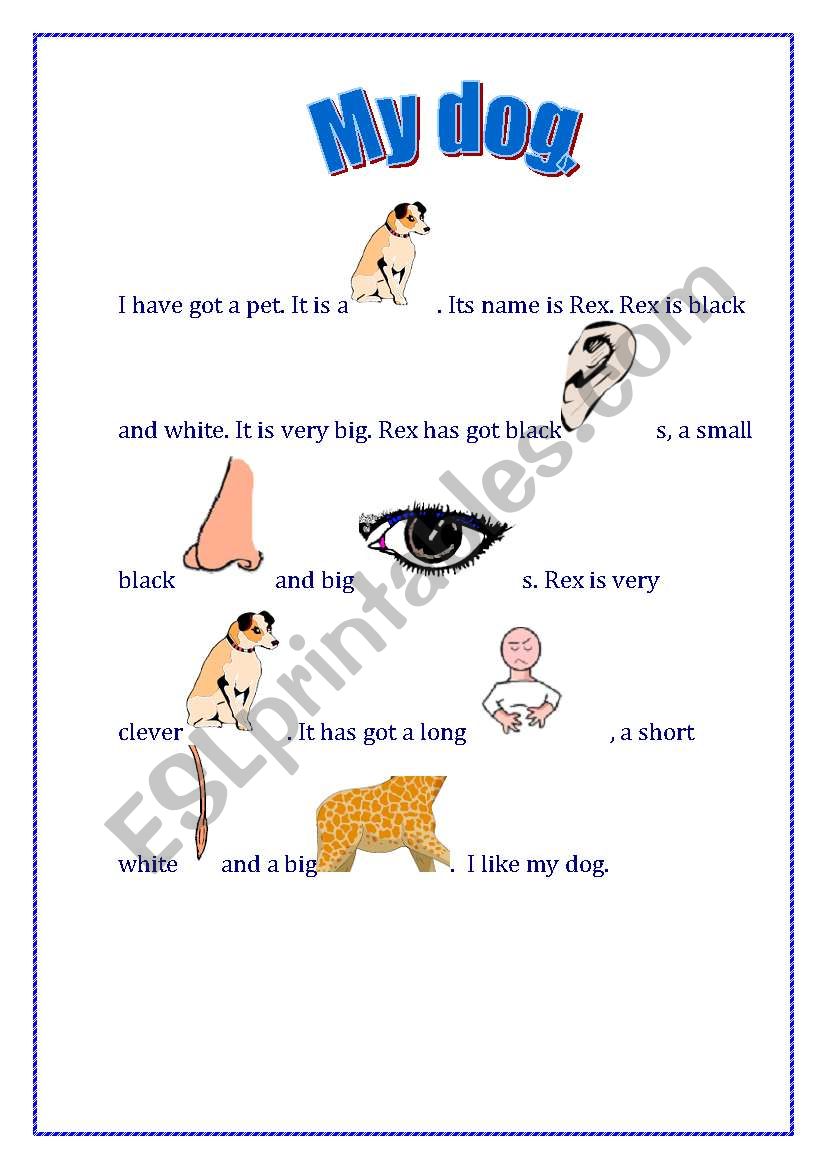 my dog. worksheet