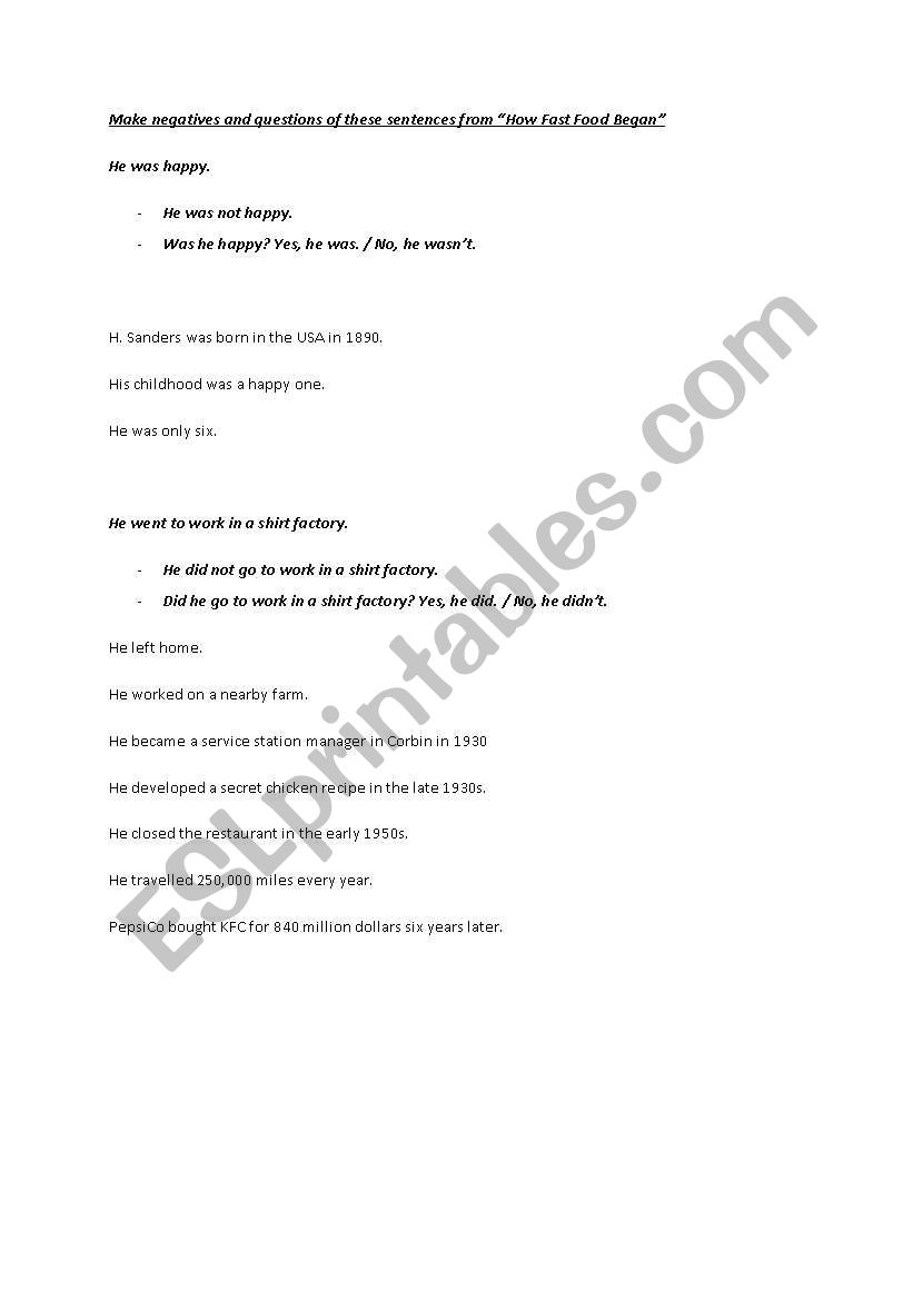 F2F PI - 2A - PAST SIMPLE worksheet