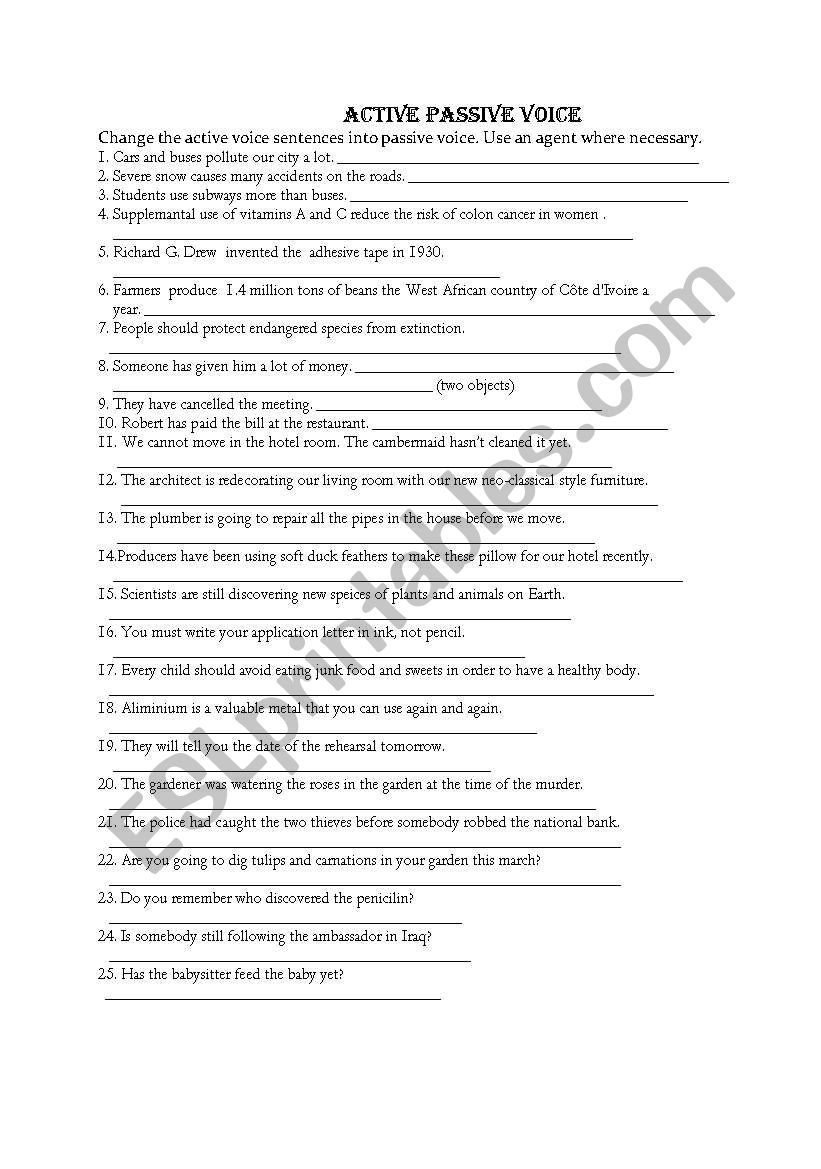 PASSIVE VOICE worksheet