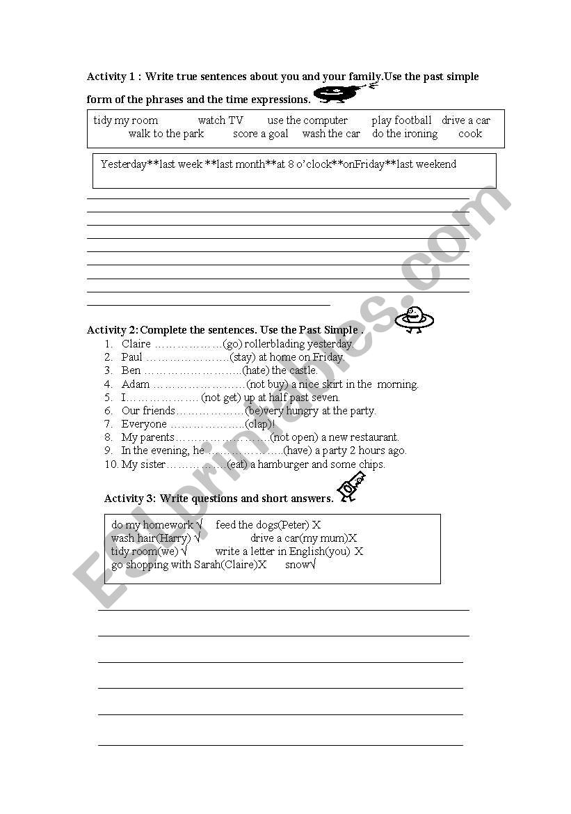 PRACTICE ON SIMPLE PAST worksheet