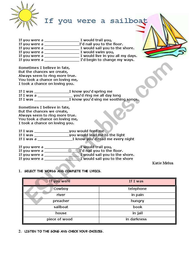 Worksheet on the song 