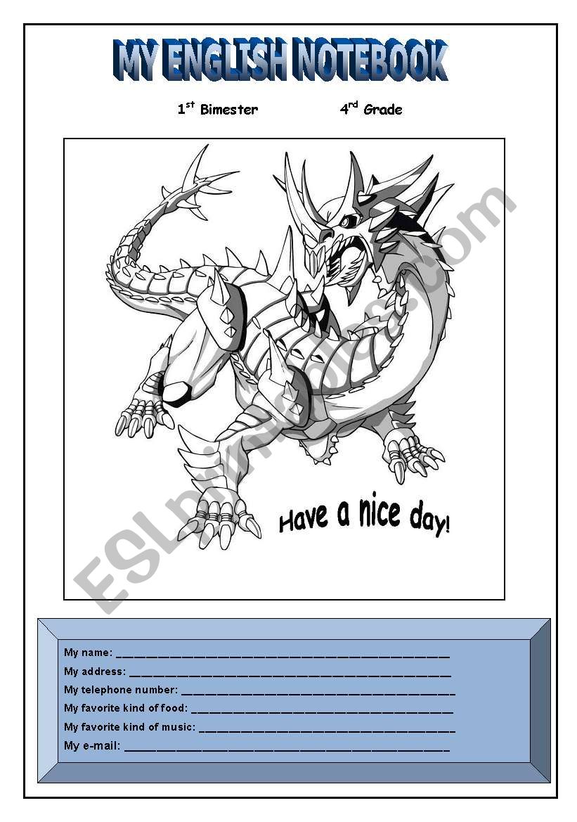 A simple cover for notebook worksheet