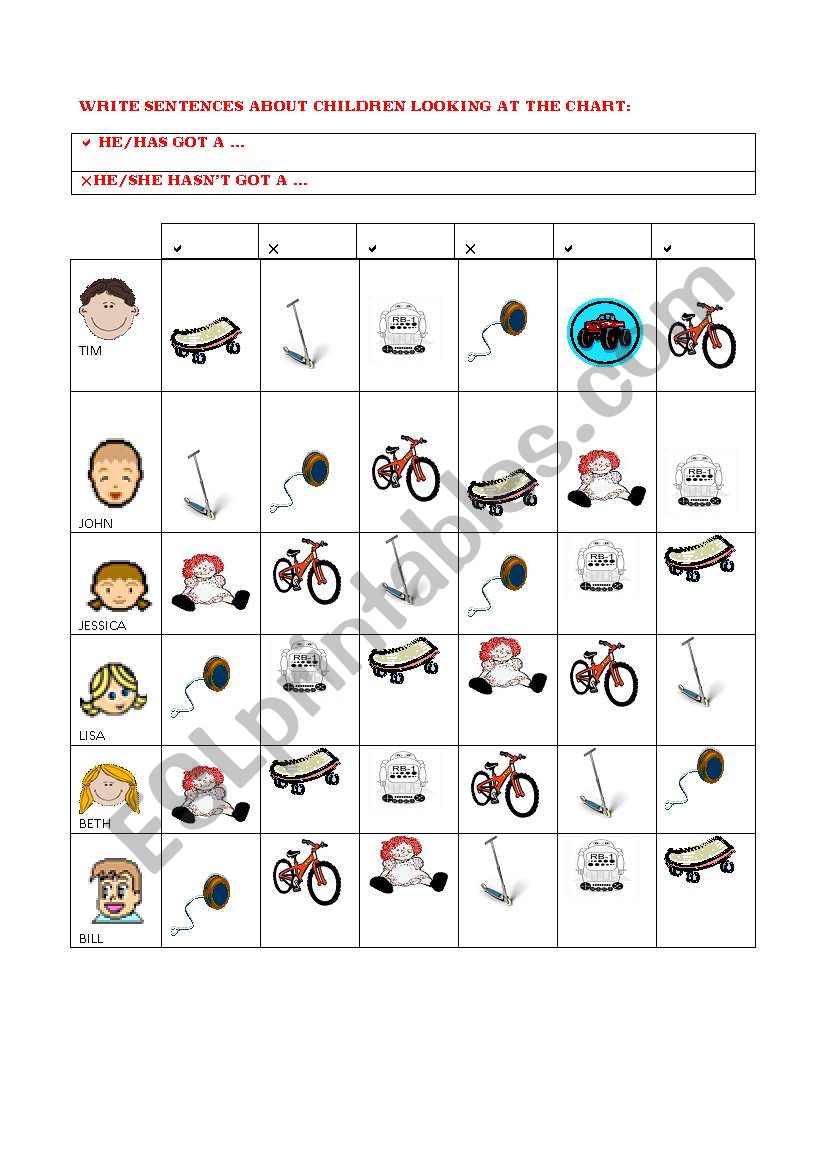 WRITING ABOUT TOYS worksheet