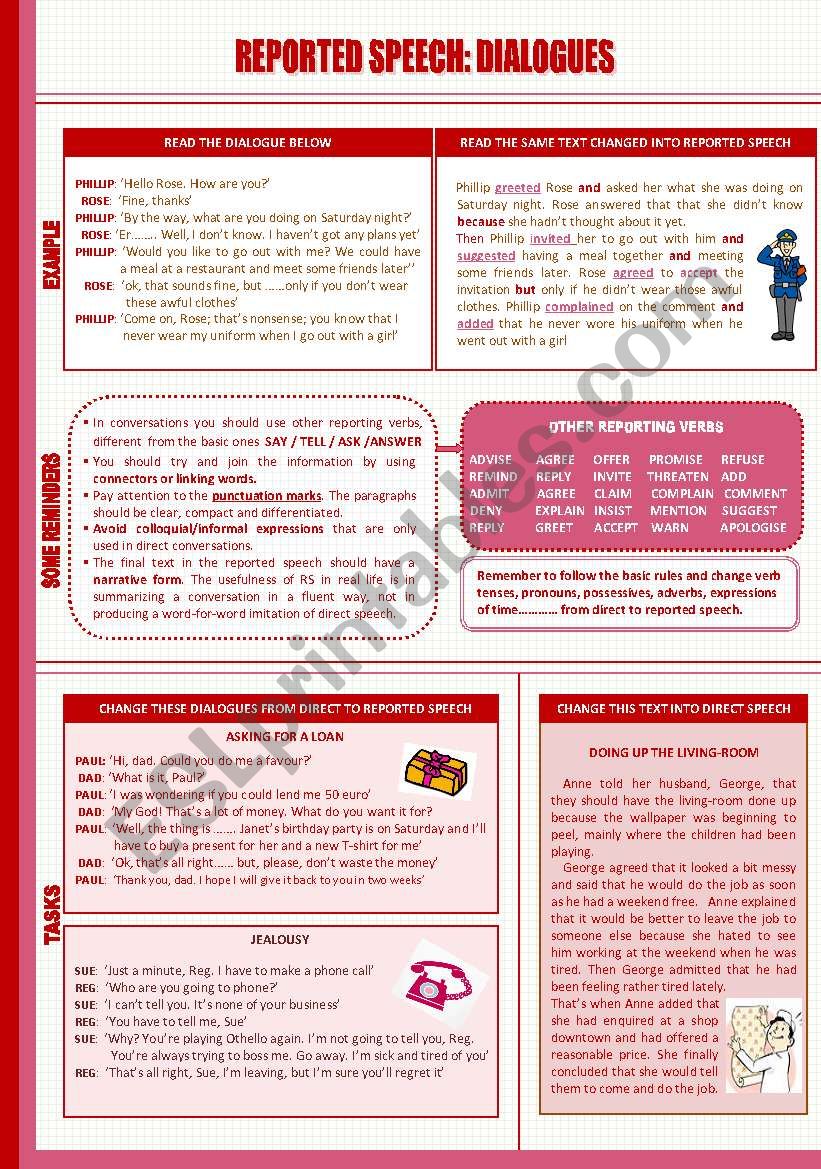 REPORTED SPEECH: DIALOGUES worksheet