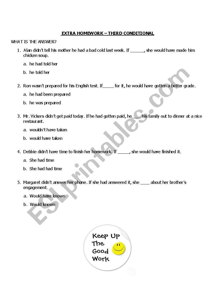 Third Conditional Homeworl worksheet