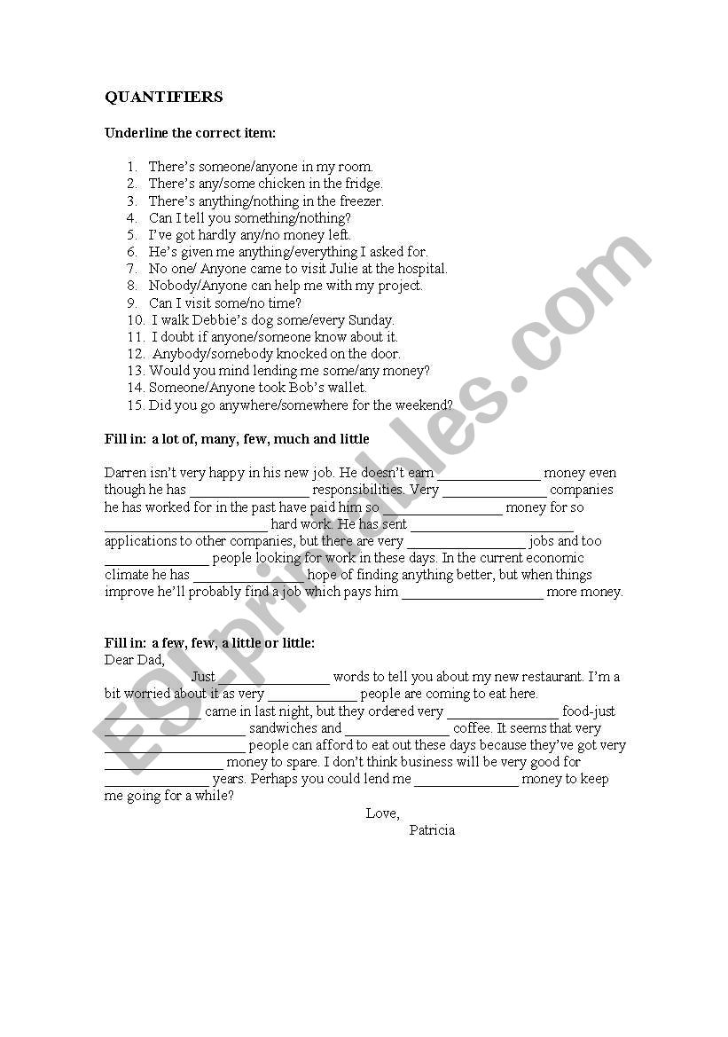 quantifiers worksheet