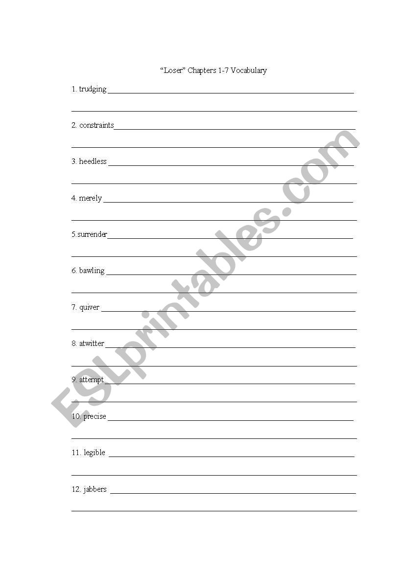 Novel Vocabulary for 