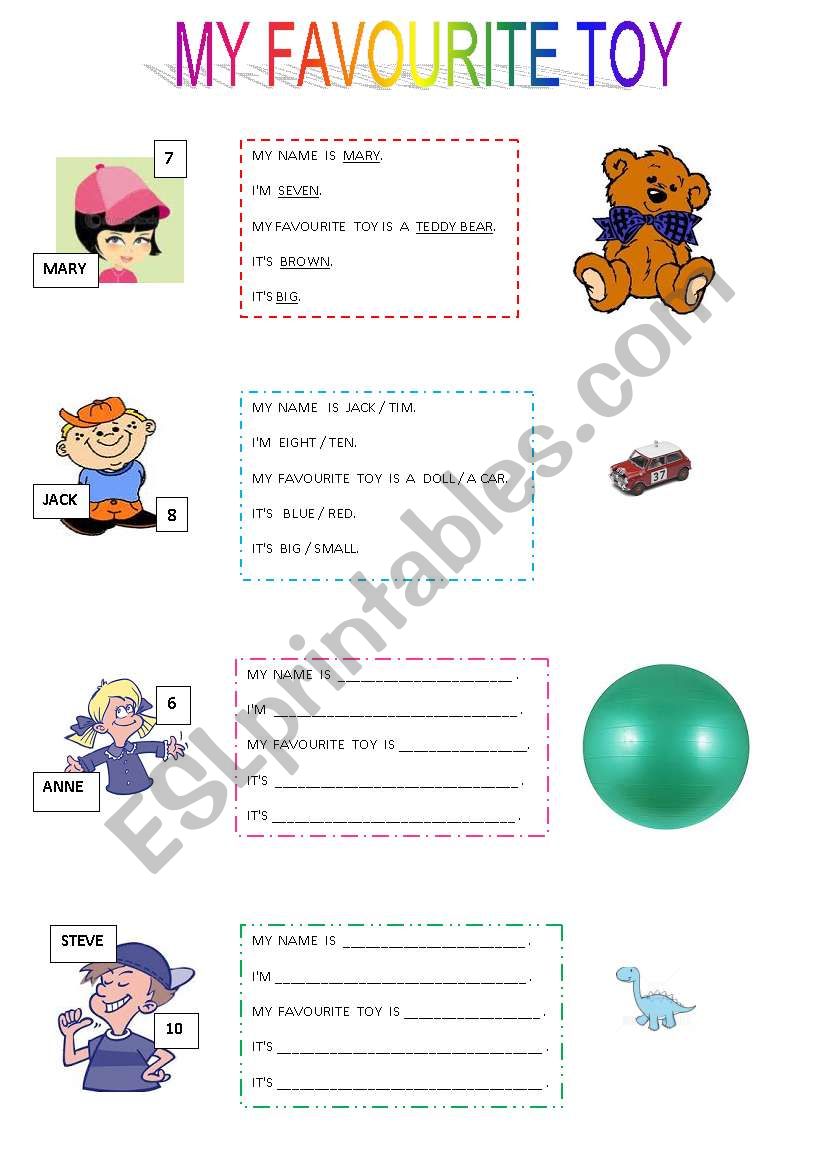 my favourite toy worksheet