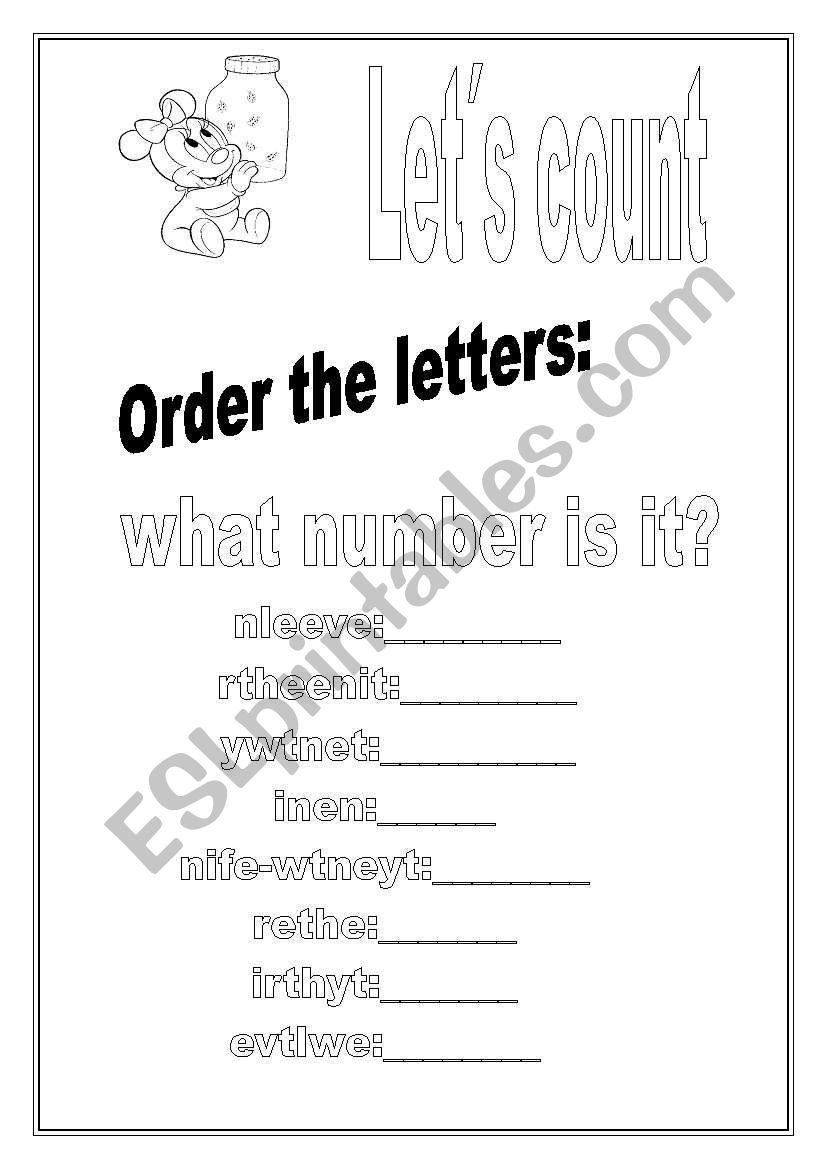 Order the letters worksheet