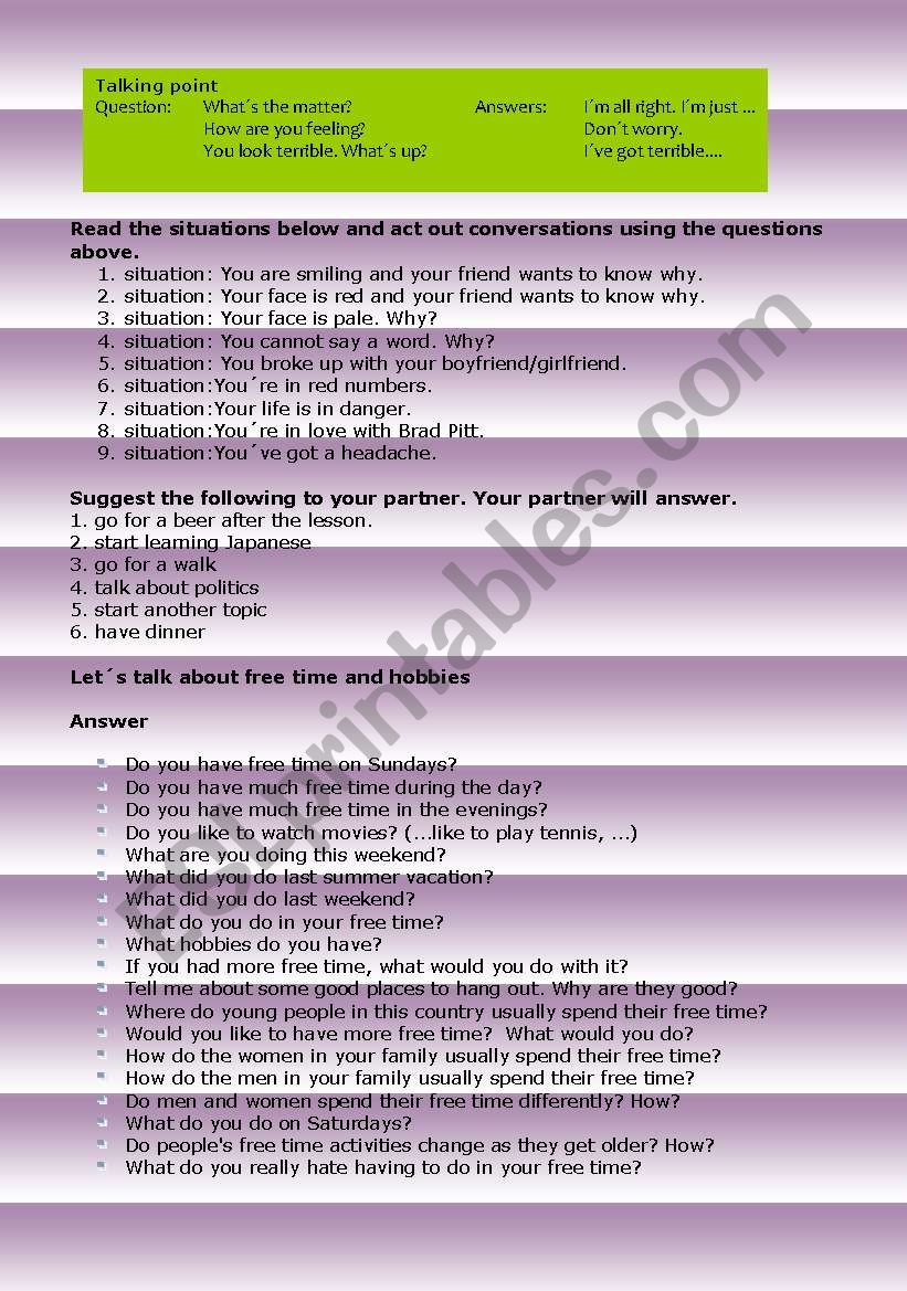 Conversation Pre-intermediate worksheet