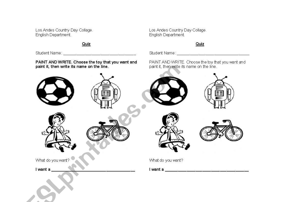 Quiz Prepositions worksheet