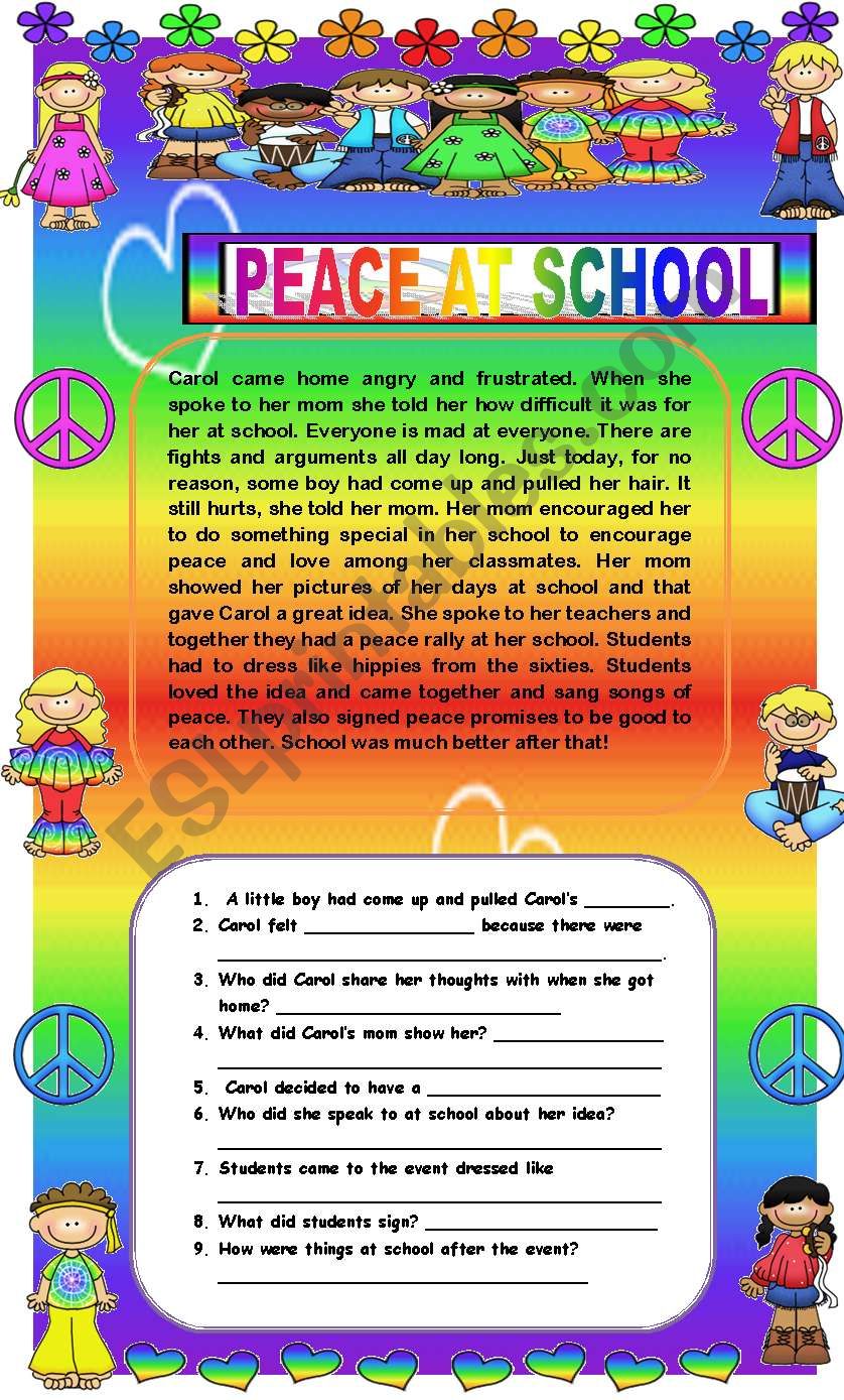 Comprehension - Peace at School