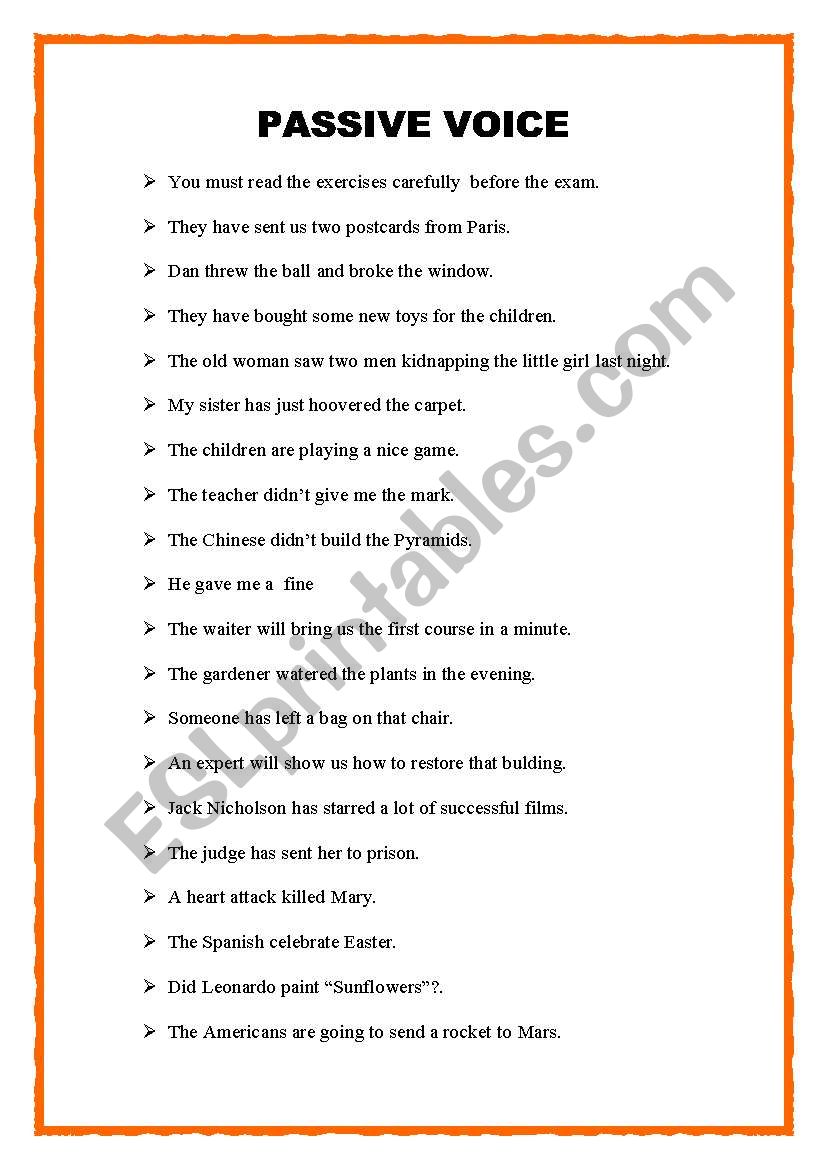 Passive voice worksheet