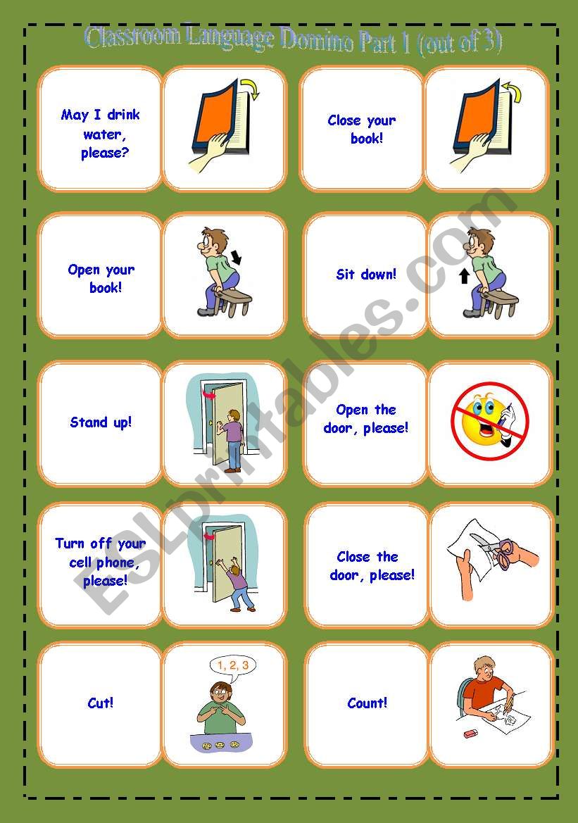 Classroom Language Domino Part 1 out of 3