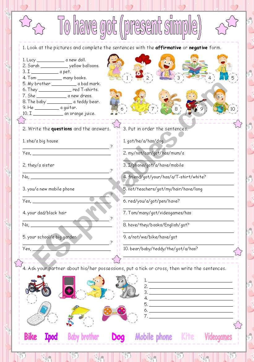 HAVE GOT - PRESENT SIMPLE worksheet