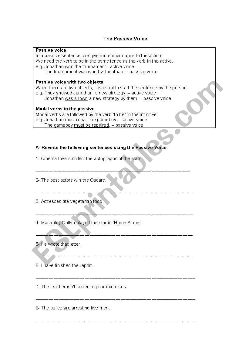 Passive Voice worksheet