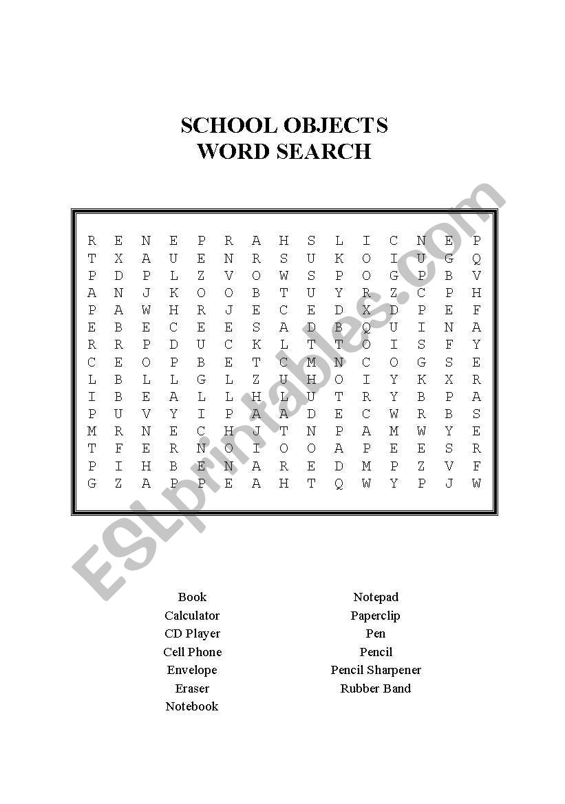 School Objects worksheet