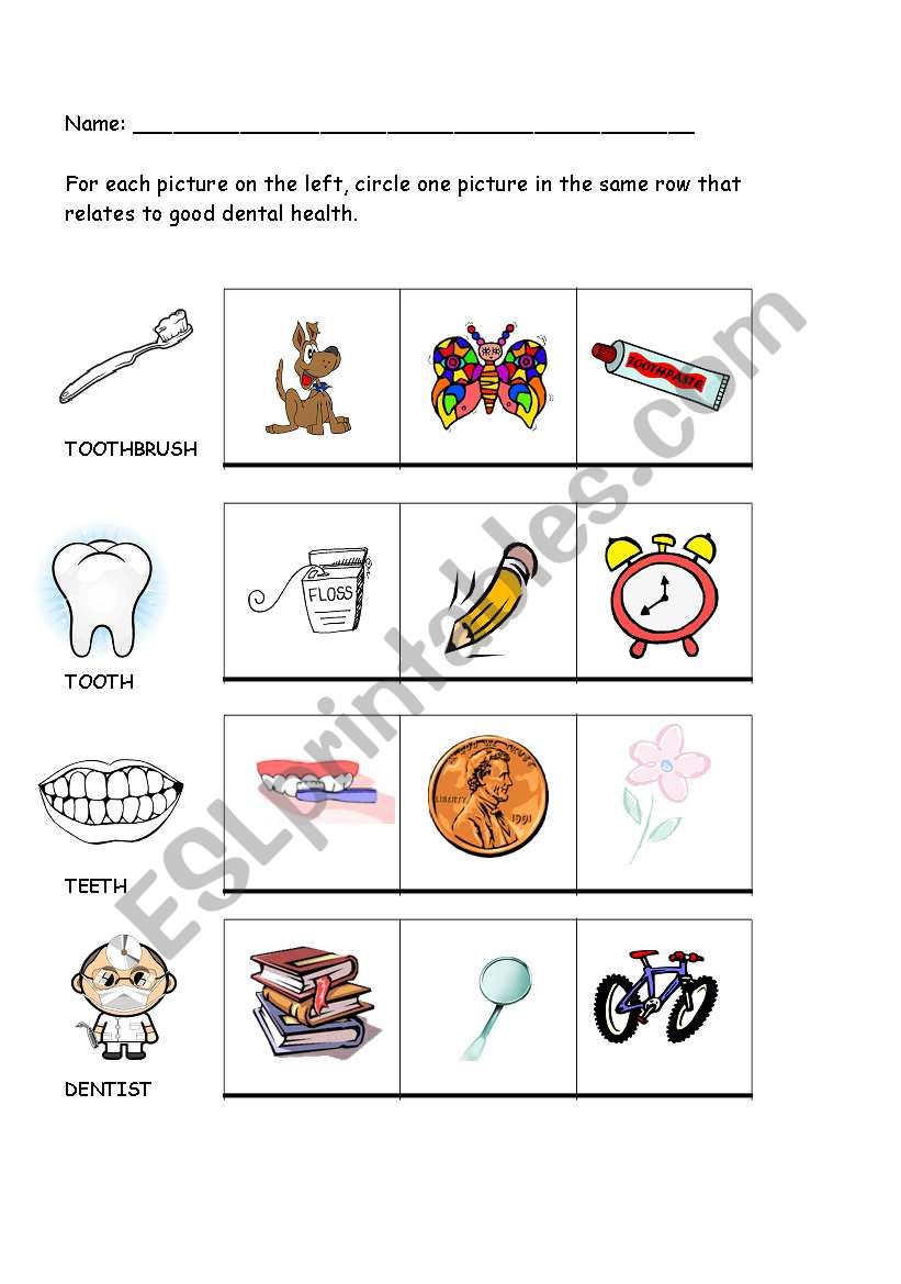 Dental Health worksheet