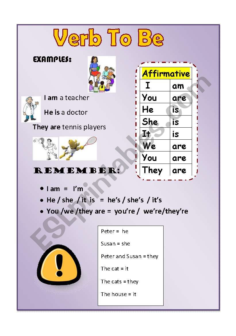 verb to be worksheet