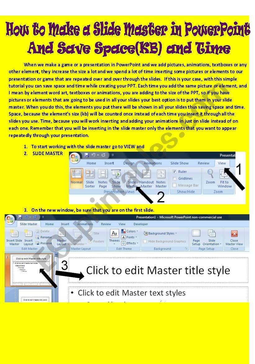 How to work with the slide master in ppt to save kb and time