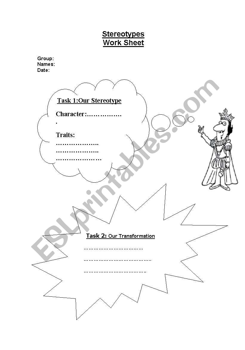 stereotypes in fairytales worksheet