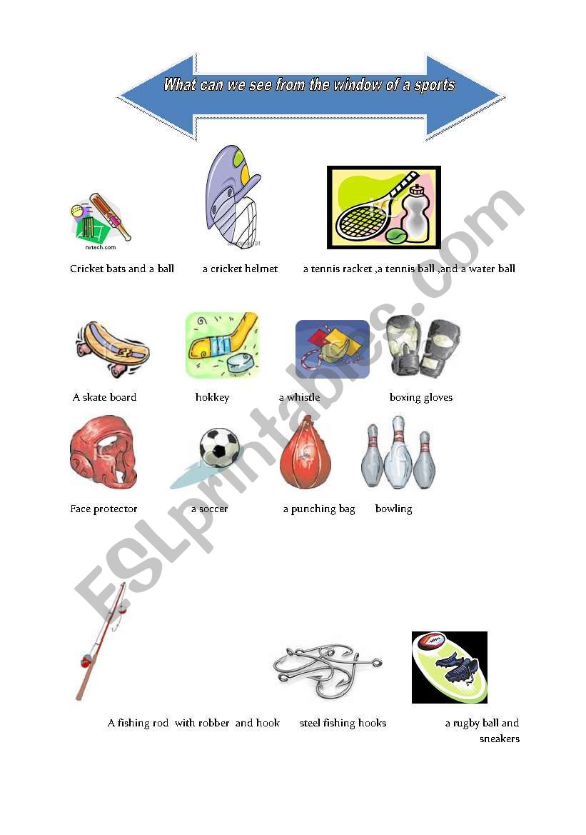 sports equipments worksheet