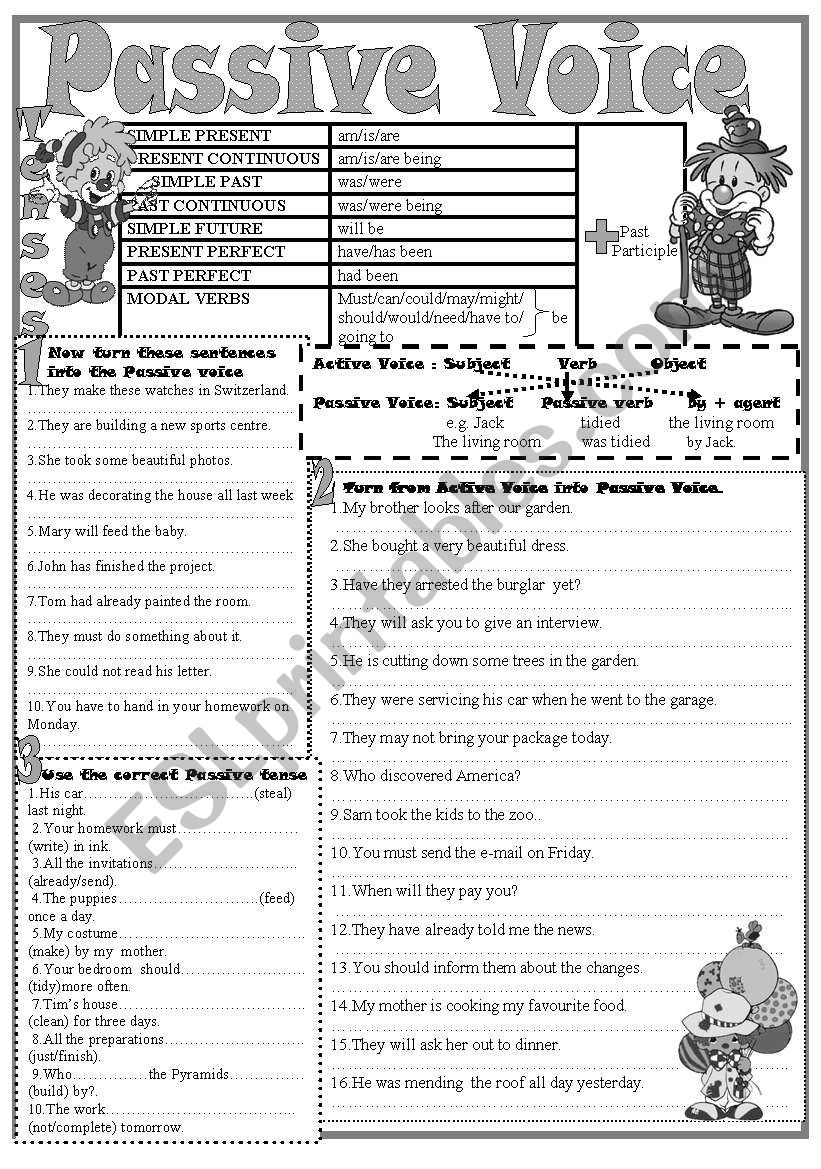 Using The Passive Voice Worksheet Free Esl Printable