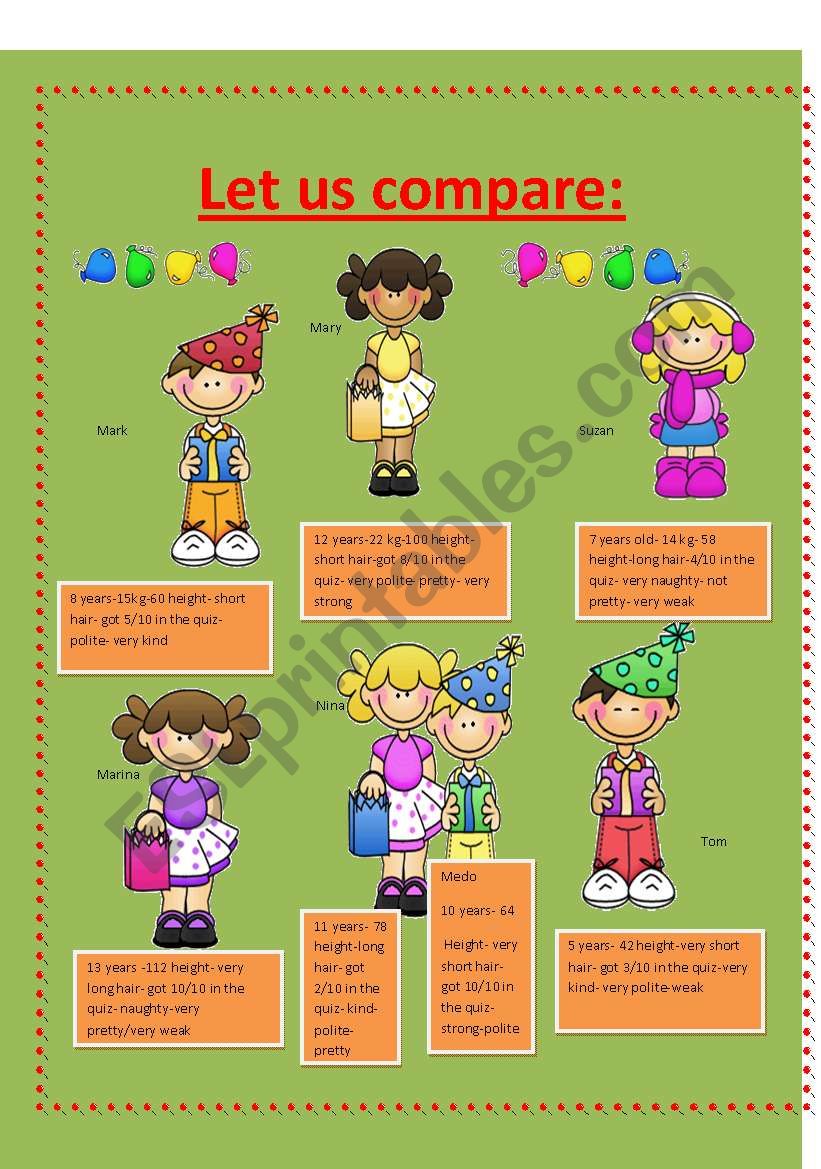 COMPARATIVES worksheet